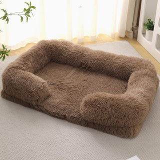 Long Plush - Square Surround Support Deep Sleep Dog Bed