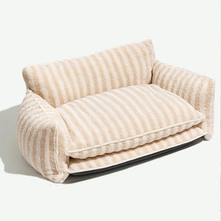 Trendy Striped Faux Lambswool Double Layer Dog & Cat Sofa Bed