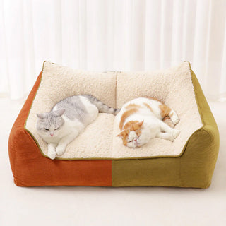 Warm Cozy Multi-Pet Double Pillows Dog & Cat Sofa Bed