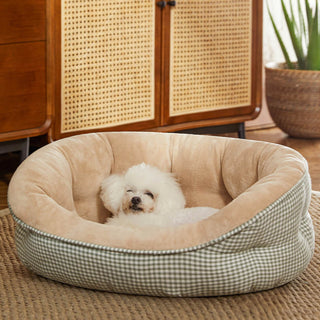 Extra Heightened Warm Surround Plaid Dog & Cat Bed