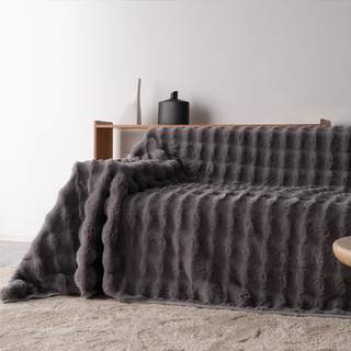 Plush Faux Rabbit Fur Sofa Cover