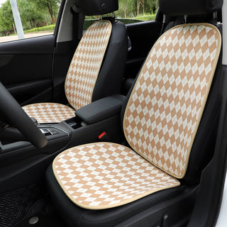 Classic Rhombus Color Matching Non-slip Front Car Seat Cover Full Set