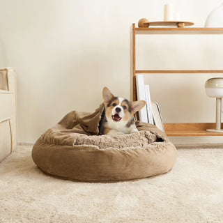 Semi-Enclosed Plush Peace Pet Bed