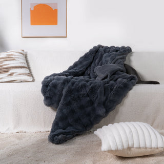 Plush Faux Rabbit Fur Throw Blanket